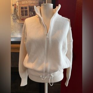 Lou & Grey nwt Cream Zippered Women's Sweater Bomber
